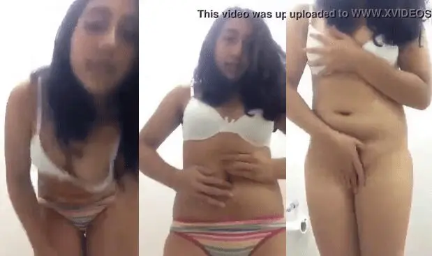 chavita adolescente le da pena quitarse toda la ropa mientras que se graba
