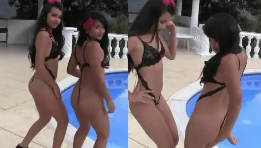 les pagan a dos morritas adolescentes para que les modelen trajes de baño de hilo