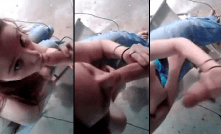 Colegiala chupando en el aula a escondidas