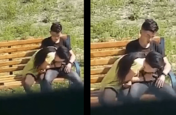 Morrita prendida la masturba y después lo mama en el parque al chico