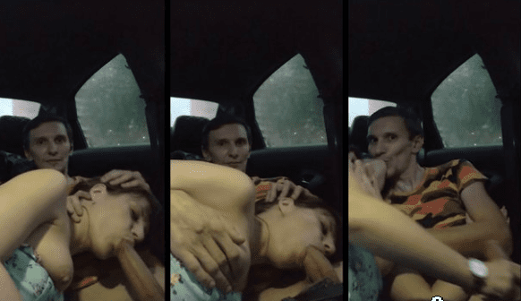 La novia caliente ansía leche caliente en el auto