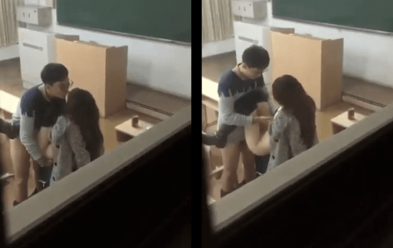 Alumnos prepa graban cogida en salón clases