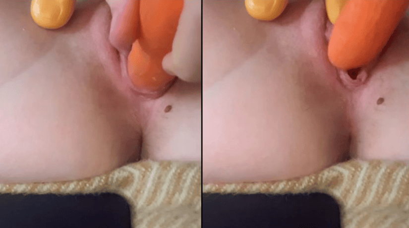 Jovencita se graba Metiendo una hortaliza en la concha