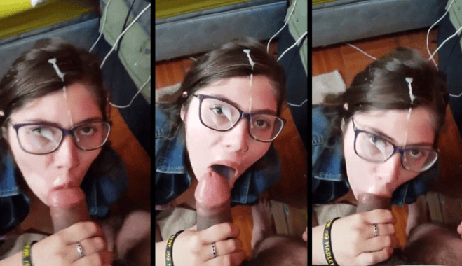 Novio vergón la baña de leche a novia empollona