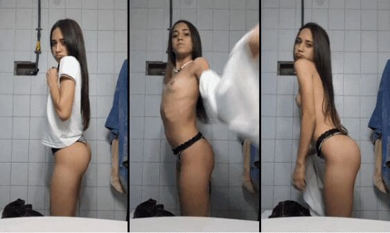 morrita flaquita super putita se graba desvistiendose en el baño