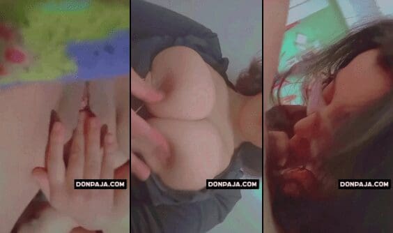 deliciosa jovencita cachonda enseña la panocha y tetas y despues se la chupa al novio