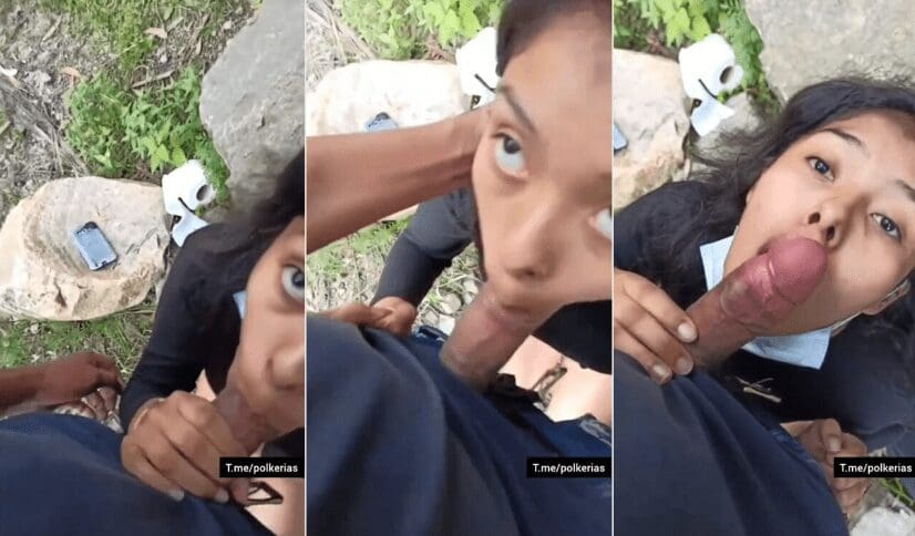 ponen a la morrita colegiala a chuparsela en medio del monte y despues la ponen de perrito