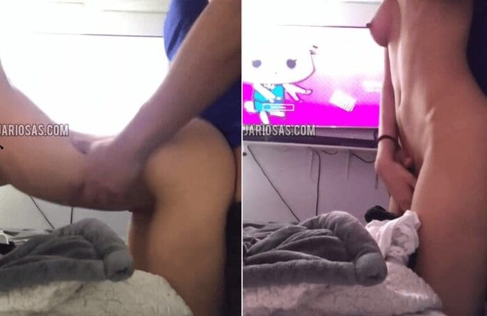 la jovencita colegiala se pone en cuatro sobre la camara para que la penetren