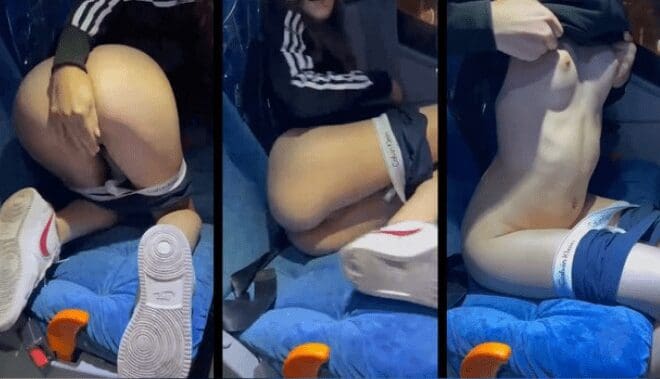 la morrita se baja el pants y enseña la panochita