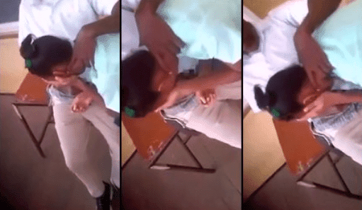 colegiala se la chupa a uno de sus compañeros en el salon
